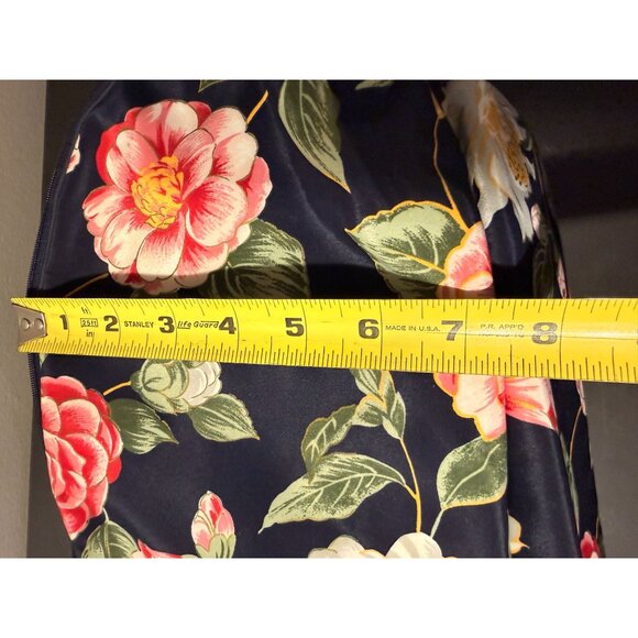 Christian Dior Floral Print Cosmetic Bag Navy Vintage Zip Pouch 9x4x14 9x8 80s - Picture 3 of 16